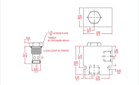 Rendimiento/dimensión/dibujo seccional de la válvula de retención de ICV-12-20 Poppet