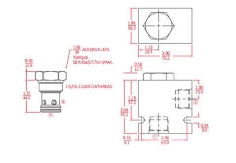 Rendimiento/dimensión/dibujo seccional de la válvula de retención de ICV16-20 Poppet