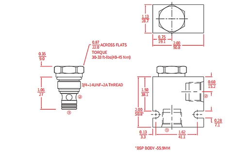 Rendimiento/dimensión/dibujo seccional de la válvula de ICV08-20, válvula de retención (alta presión)