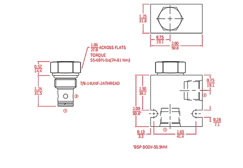 Rendimiento/dimensión/dibujo seccional de la válvula de bola de ICV10-C20, válvula de retención