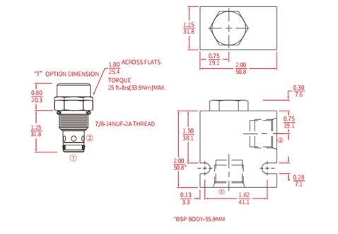 Rendimiento/dimensión/dibujo seccional de la válvula de bola de ICV10-20, válvula de retención