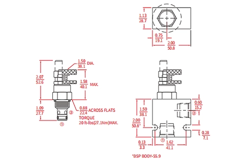 Rendimiento/dimensión/dibujo seccional de la válvula de aguja de INV08-20