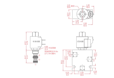 Rendimiento/dimensión/dibujo seccional de la válvula solenoide de 2 posiciones de 3 vías de la bobina de ISV08-30