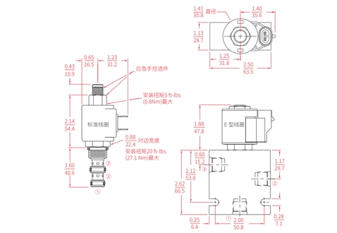 Rendimiento/dimensión/dibujo seccional de la bobina de ISV08-B31, válvula solenoide de 3 vías y 2 posiciones