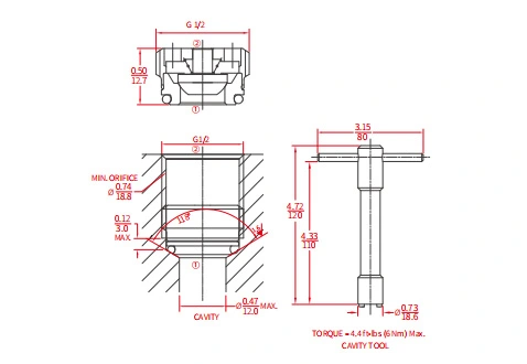 Rendimiento/Dimensión/Dibujo Seccional de ICV2000-G12 válvula de retención enroscada