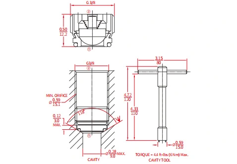 Rendimiento/Dimensión/Dibujo Seccional de ICV2000-G38 válvula de retención enroscada