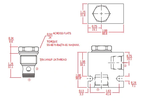 Rendimiento/dimensión/dibujo seccional de la válvula de bola de ICV10-D20, válvula de retención