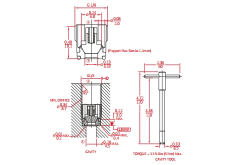 Rendimiento/Dimensión/Dibujo Seccional de ICV2500-G18 válvula de retención enroscada