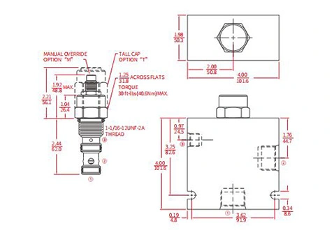 Rendimiento/dimensión/dibujo seccional de IEP12-S35 Válvula de elemento lógico pilotada