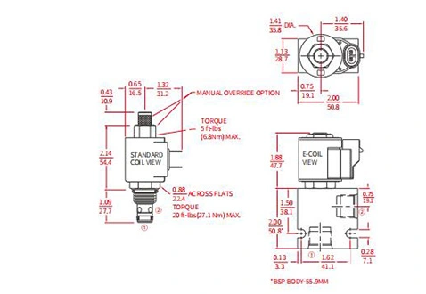 Rendimiento/Dimensión/Dibujo Seccional de ISV08-24 Carrete 2-Way N.C. Válvula solenoide