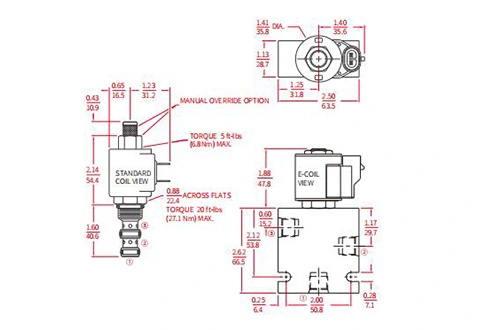 Rendimiento/dimensión/dibujo seccional de la válvula solenoide de 2 posiciones de 3 vías de la bobina de ISV08-33