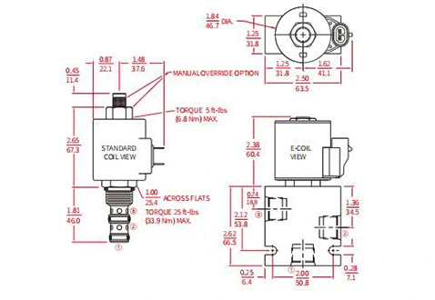 Rendimiento/dimensión/dibujo seccional de la válvula solenoide de 2 posiciones de 3 vías de la bobina de ISV10-34