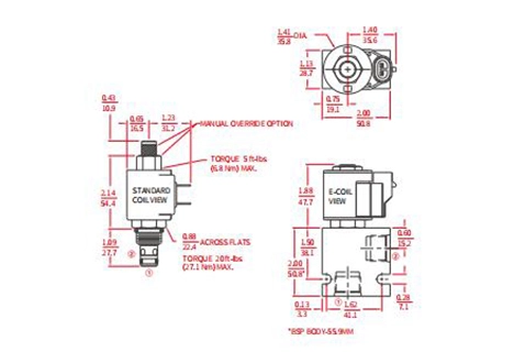 Rendimiento/Dimensión/Dibujo Seccional de ISV08-22 Poppet 2-Way N.C. Válvula solenoide