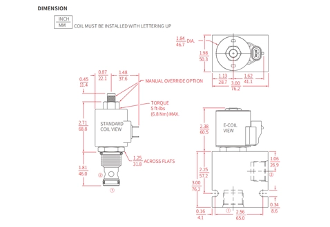 Rendimiento/Dimensión/Dibujo Seccional de ISV12-22 Poppet 2-Way N.C. Válvula solenoide