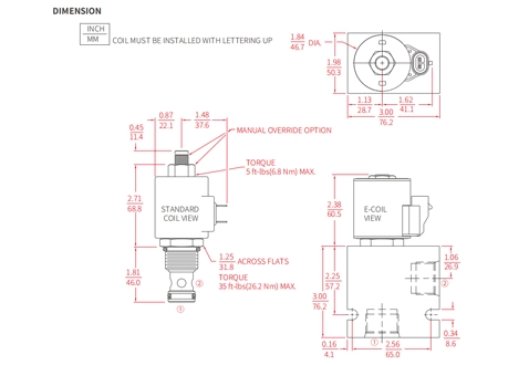 Rendimiento/Dimensión/Dibujo Seccional de ISV12-28 Poppet 2-Way N.C. Bloqueo bidireccional