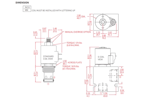 Rendimiento/Dimensión/Dibujo Seccional de ISV16-20 Poppet 2-Way N.C. Válvula solenoide