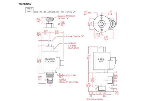 Rendimiento/Dimensión/Dibujo Seccional de ISV38-28 Poppet 2-Way N.C. Bloqueo bidireccional